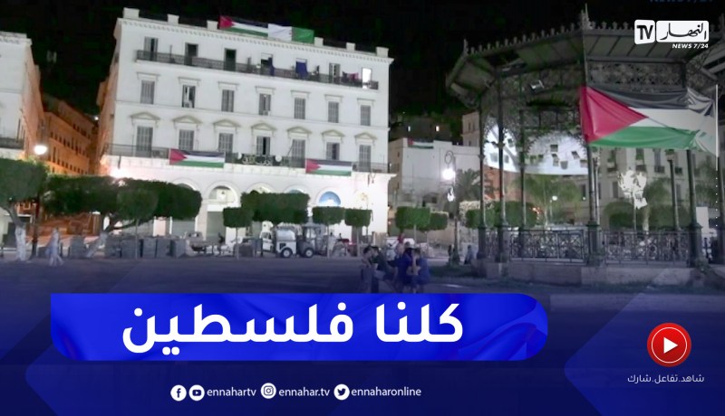 أعلام فلسطين تزين شرفات العمارات والشوارع تحضيرا للمسيرة نصرة لغزة