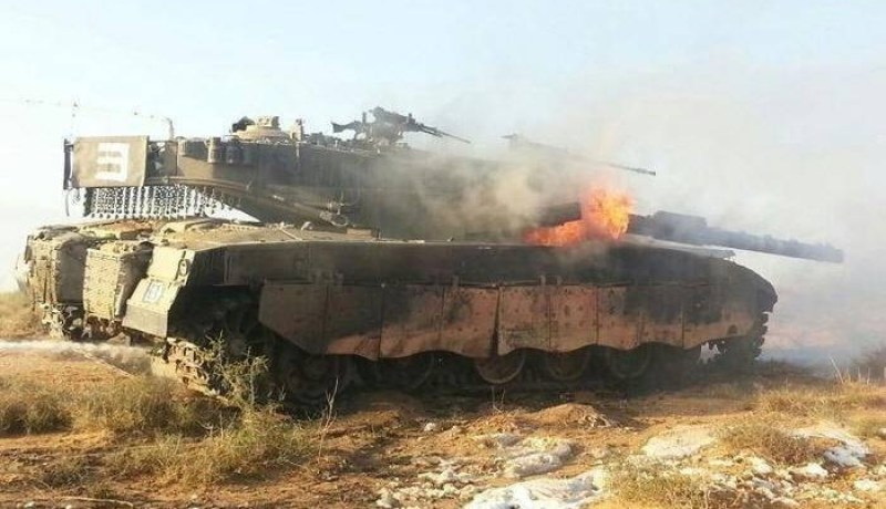 المقاومة الإسلامية تستهدف دبابة صهيونية في محيط مقر قيادة الفرقة 91 في برانيت