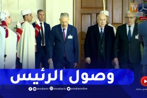 لحظة وصول رئيس الجمهورية إلى قصر الأمم أين سيلقي خطابا موجها للأمةأمام البرلمان مجتمعا بغرفتيه