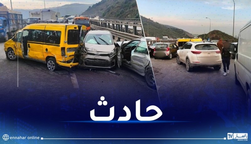 بومرداس..  6 جرحى في اصطدام تسلسلي بين خمس مركبات