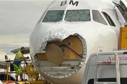 فيديو صادم.. عاصفة بردية تتسبب بأضرار جسيمة في طائرة نمساوية