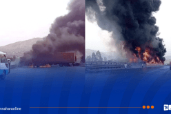 البويرة: إخماد حريق الشاحنات الثلاث نهائيا