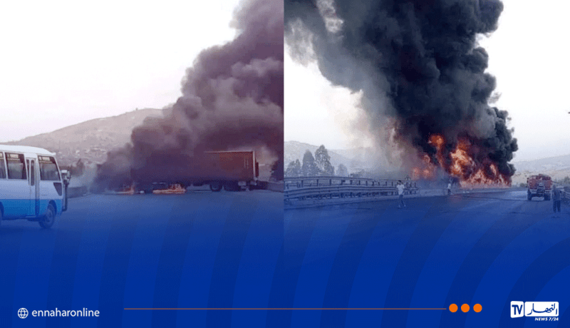 البويرة: إخماد حريق الشاحنات الثلاث نهائيا