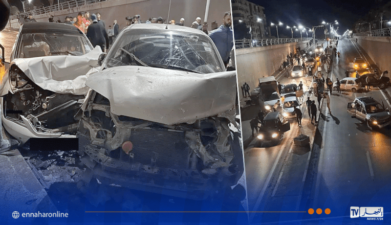 5 جرحى في اصطدام تسلسلي لـ7 سيارات داخل نفق في خميس مليانة بعين الدفلى