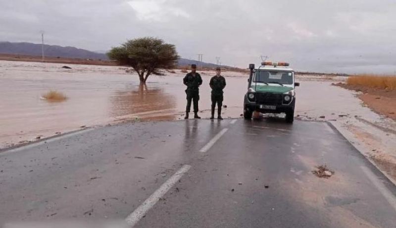 صعوبة السير بالطريق الوطني رقم 44 بين الطارف وعنابة بسبب ارتفاع منسوب المياه