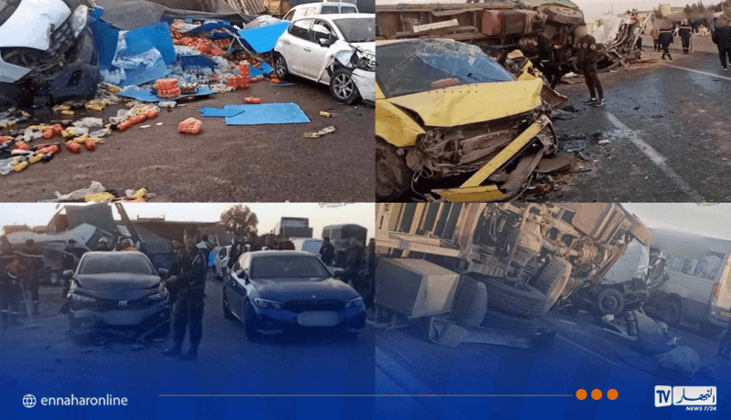 برج بوعريريج .. إرتفاع حصيلة حادث المرور التسلسلي إلى 12 جريحا
