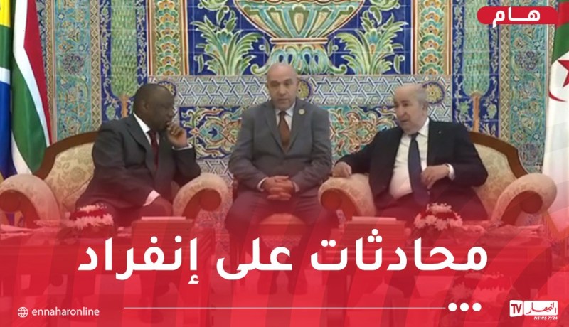 رئيس الجمهورية يتحادث مع نظيره الجنوب إفريقي بالمطار