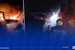 بالفيديو.. إخماد حريق حافلة لنقل المسافرين بالبليدة