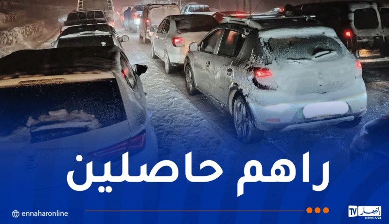 خنشلة.. الثلوج تشلّ الحركة ومركبات عديدة عالقة بطريق شيليا ببوحمامة