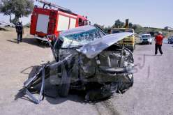 إصابة 8 أشخاص إثر اصطدام سيارتين بميلة