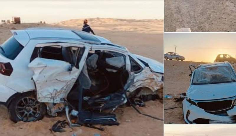 المغير.. قتيل و4 جرحى في انحراف واصطدام سيارتين سياحيتين