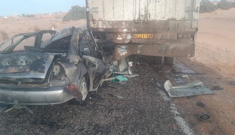 أدرار.. وفاة شخص في اصطدام سيارة مع شاحنة متبوع بحريق