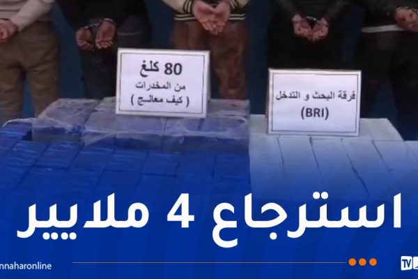 شرطة النعامة تضبط 80 كلغ من الكيف المعالج مصدره المغرب