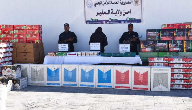 شرطـة المغير تحجز أكثر من 137 ألف وحدة تبغية و 69 ألف قرص فحم الشيشة