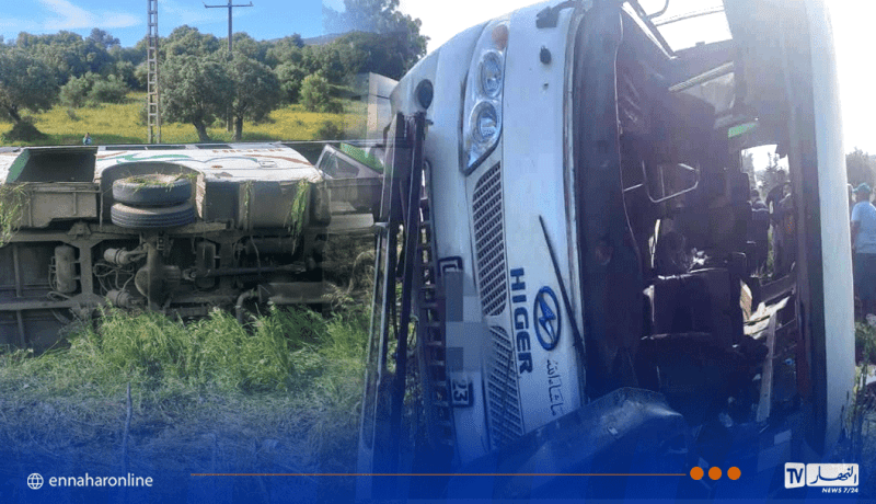 عنابة.. إرتفاع حصيلة انقلاب حافلة لنقل المسافرين إلى 38 جريحا  