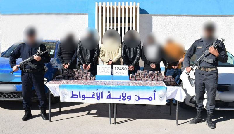 توقيف 6 أشخاص وحجز أكثر من 12 ألف قرص مهلوس بالأغواط