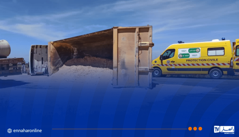 وفاة ستيني إثر انقلاب شاحنة محمّلة بالرمل بالمسيلة