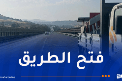 إعادة حركة السير بالمنشأة الفنية 203 بذراع العطش أمام مركبات الوزن الثقيل