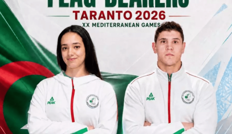 وليد عبياد وزهرة كحيلي يحملان الراية الوطنية في ألعاب البحر المتوسط 2026