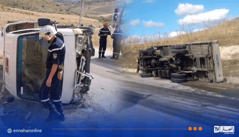 ڨالمة.. قتيل وجريح في انحراف شاحنة وانقلابها