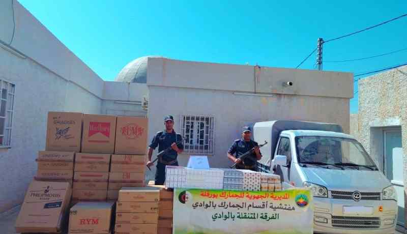 الوادي: حجز 19 ألف علبة سجائر محلية موجهة للتهريب
